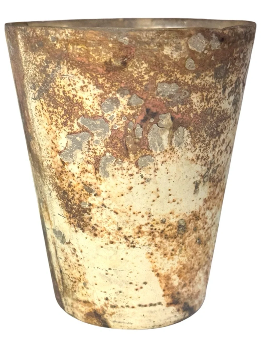 Sacred Tide Rust & Silver ‘Mercury’ Patina Fluted Blown Glass Mini Vase Planter